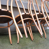 4 old fischel bentwood chairs and pyrograved pattern