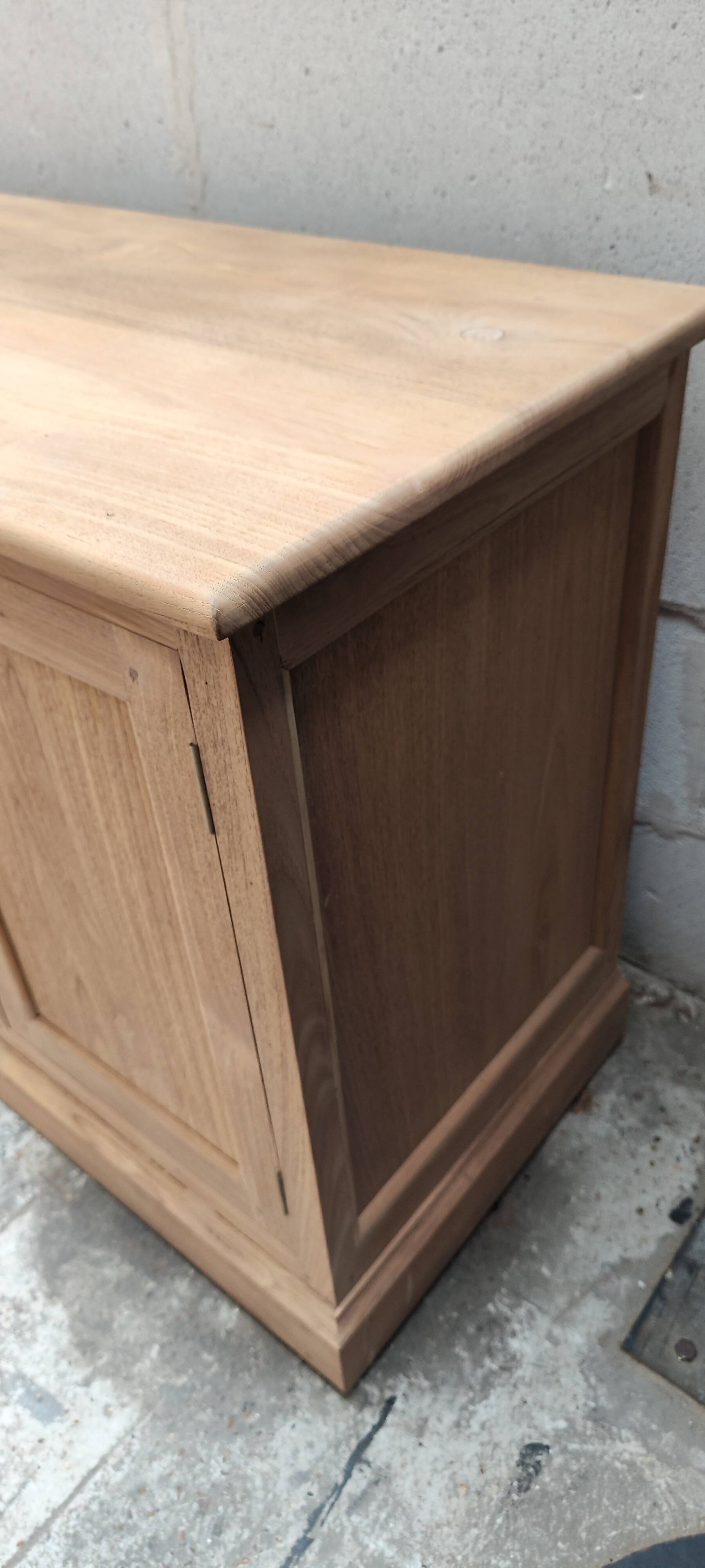 Large four-door row of industrial furniture in raw wood design