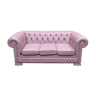 Chesterfield 3-seater sofa in pale pink leather from the 1990s