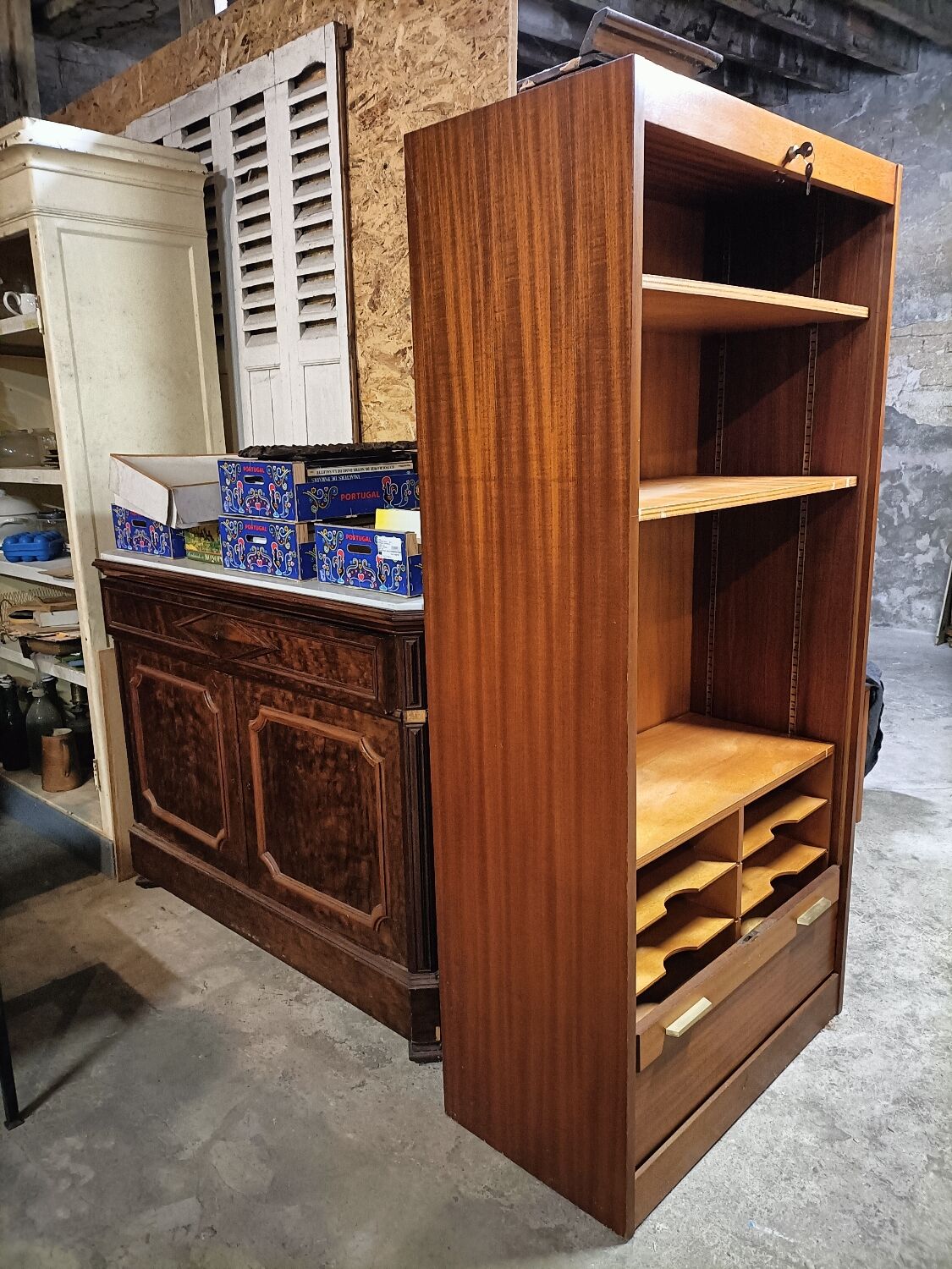Scandinavian teak curtain cabinet