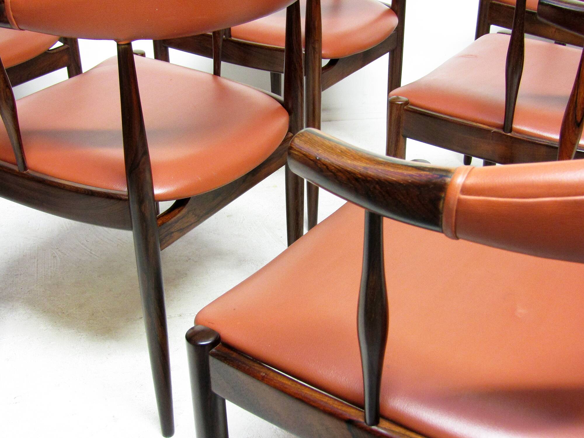 Eight Danish Cow Horn "Model 12" Chairs in Rosewood by Johannes Andersen