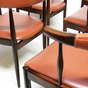 Eight Danish Cow Horn "Model 12" Chairs in Rosewood by Johannes Andersen