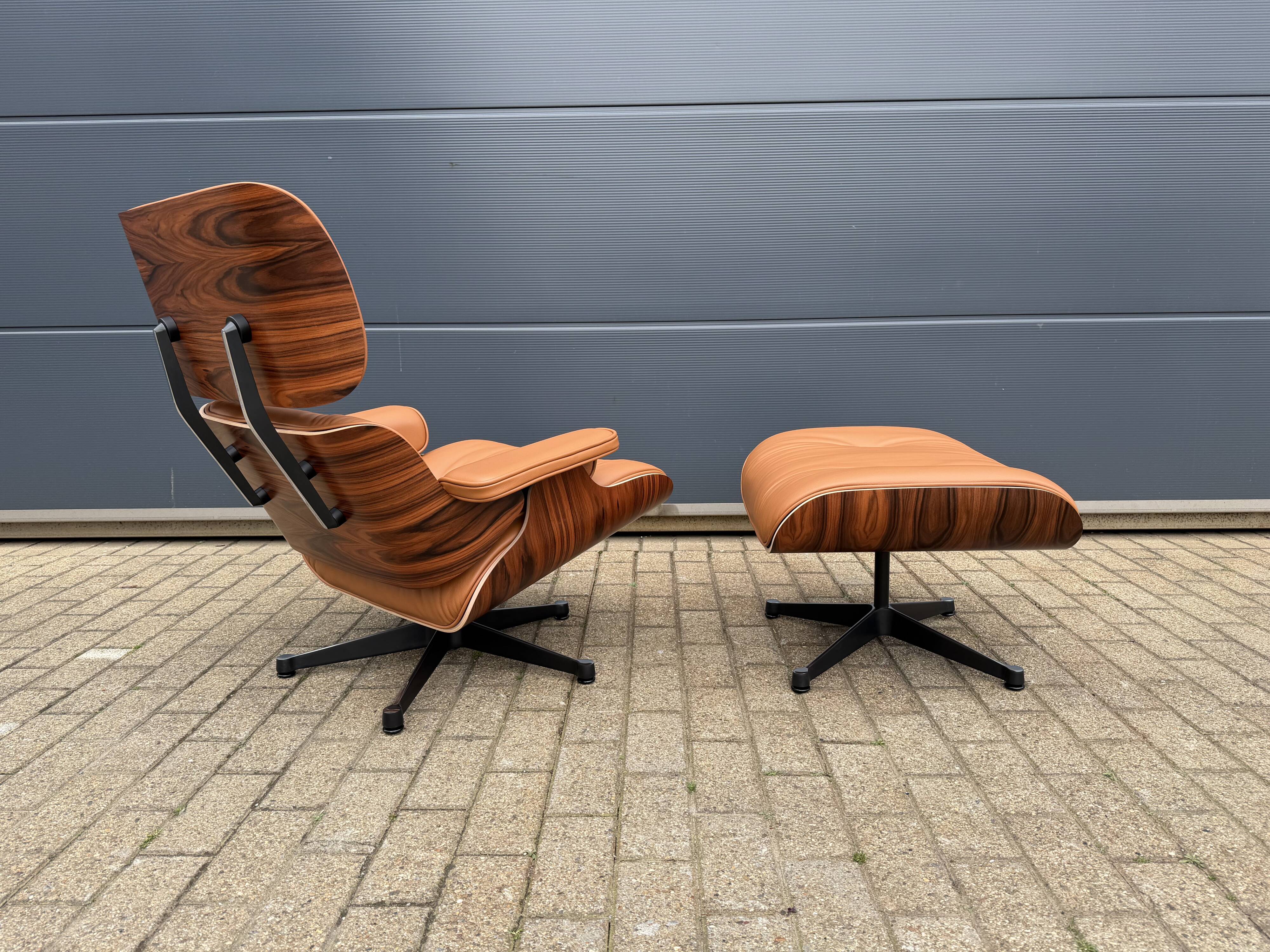 Vitra Eames Lounge Chair XL + Ottoman, Cognac leather & Santos Rosewood