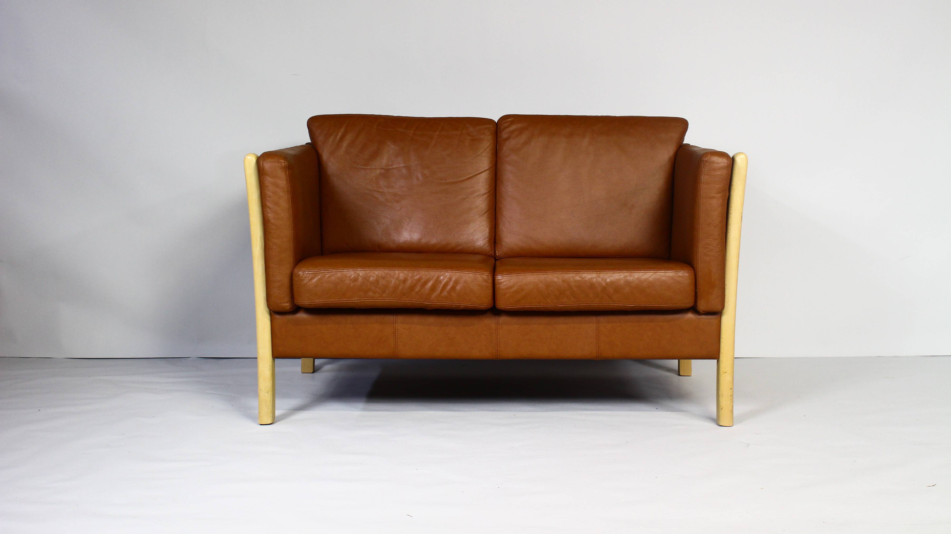 Brown Leather 2 Seater Sofa