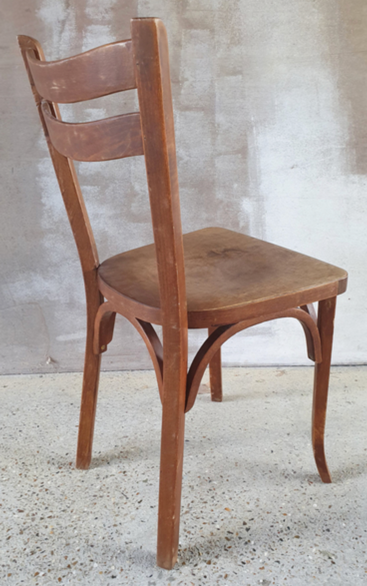 Baumann bistro chair No.19, medium oak, vintage, 50s