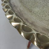 Moroccan brass tray table, ca 1950