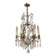 French Bronze and Glass 6 Light Cage Chandelier With Assorted Crystals 5518