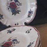 Set of 6 plates dessert model Agreste, flowers, from Sarreguemines, circa 1930
