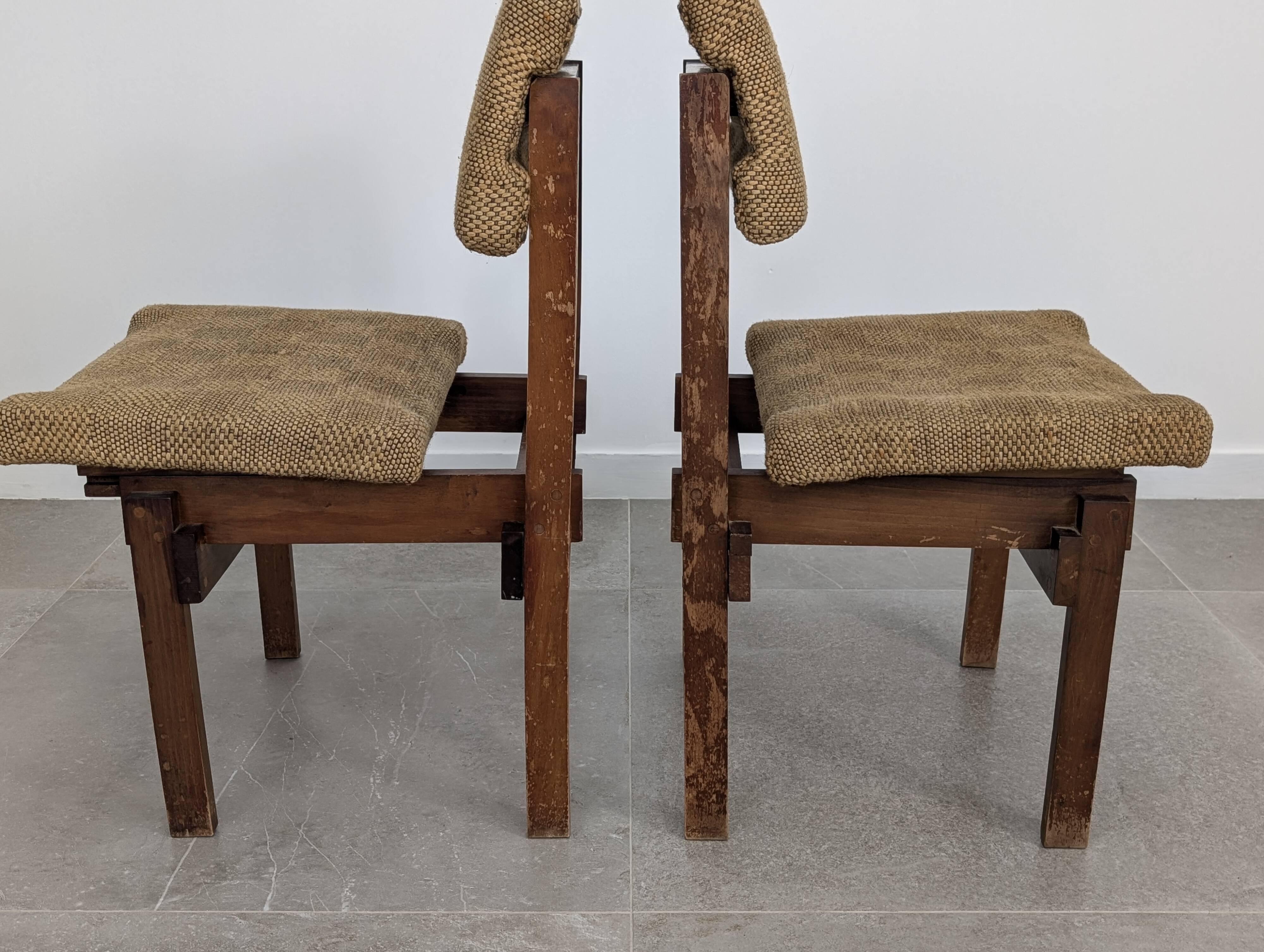 Pair of Rietveld Style Chairs with Adjustable Seat and Backrest, 1950s