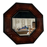 Octagonal wooden mirror by Jean-Claude Mahey