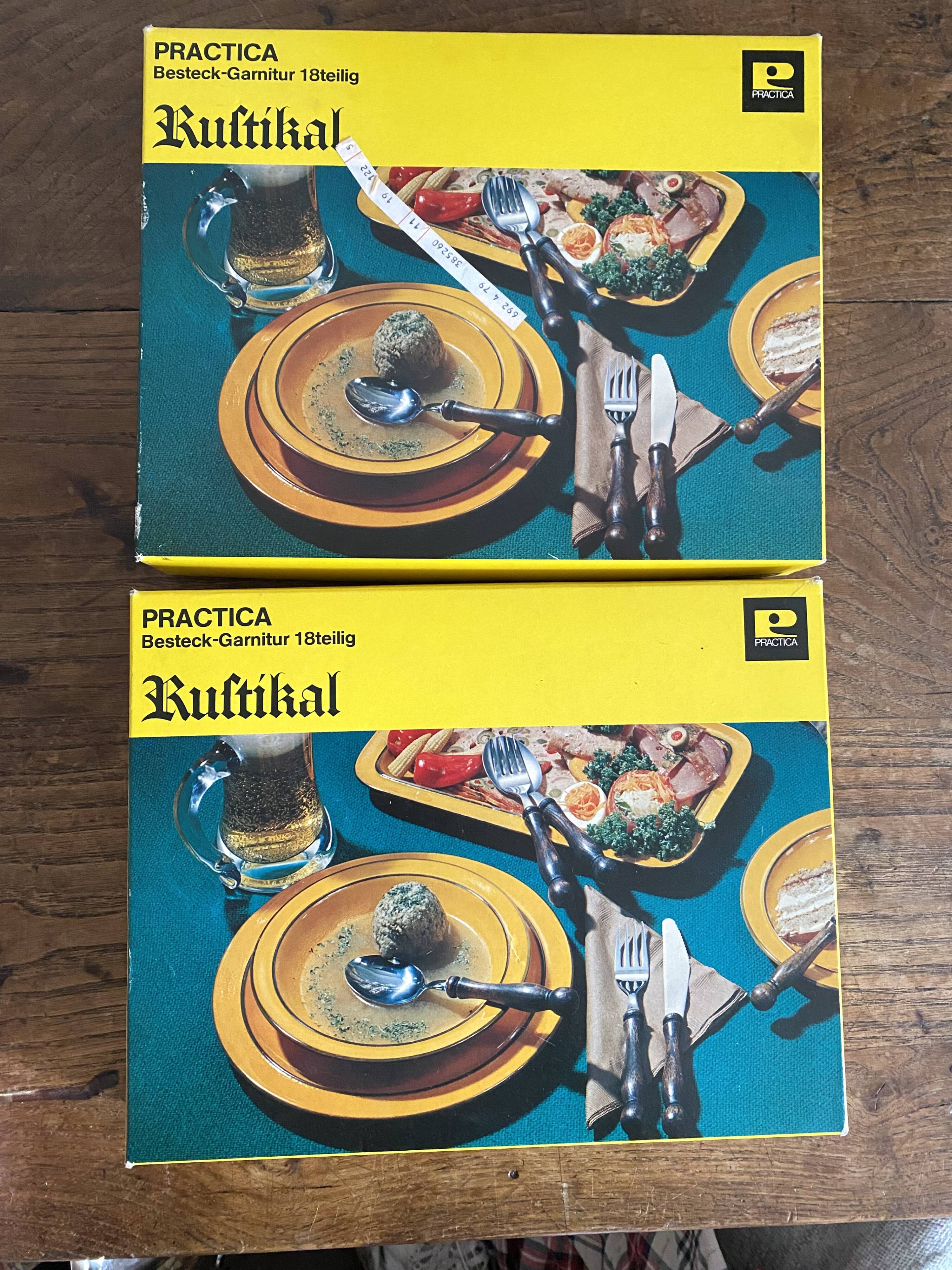 36-piece cutlery set with wooden and stainless steel handles, 1970s