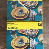 36-piece cutlery set with wooden and stainless steel handles, 1970s