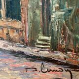 Old painting, view of Montmartre, signed Pierre Lemoine (1920-2006)