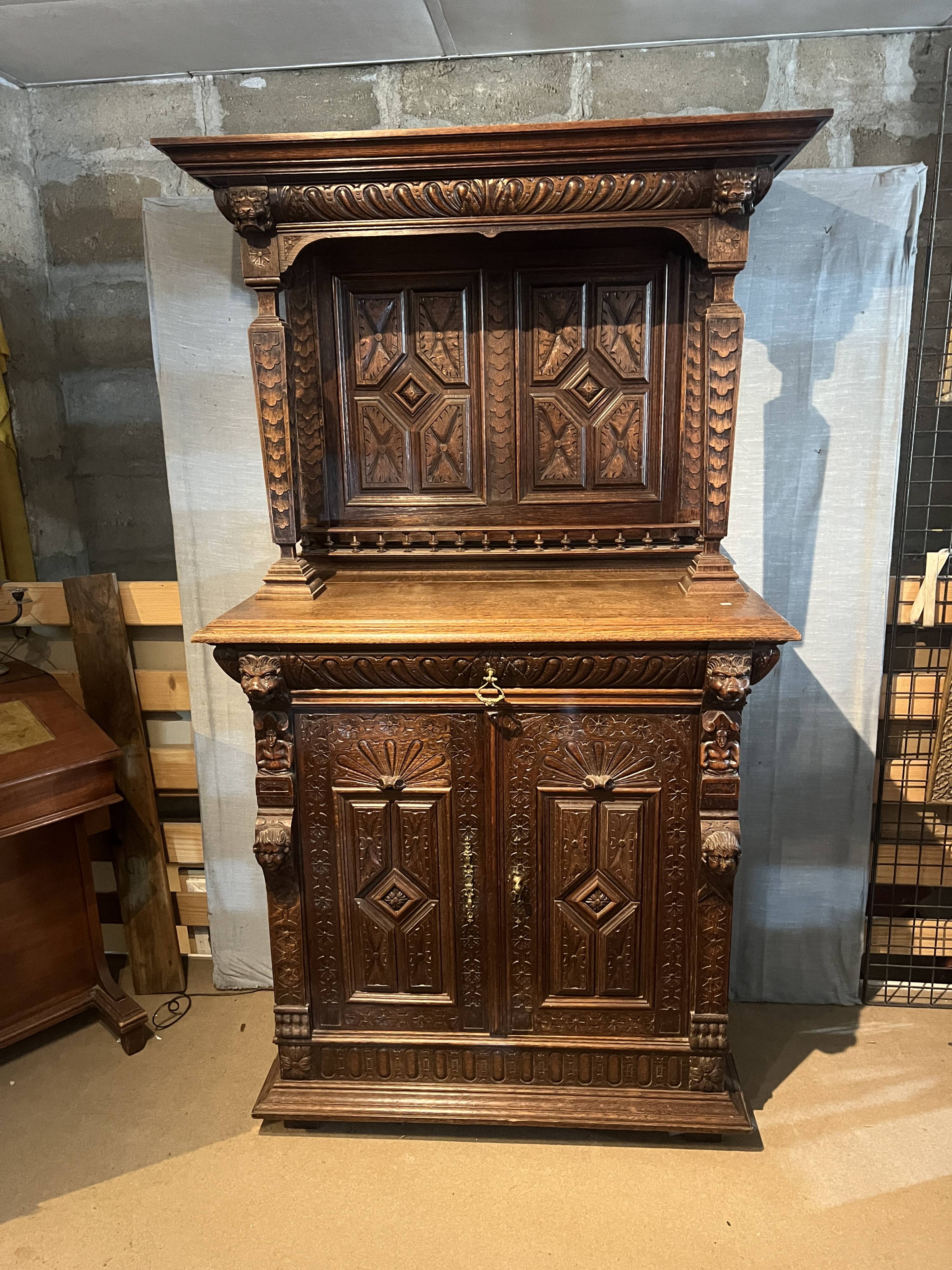 Renaissance Style Oak Sideboard