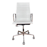 Fauteuil de Bureau Eames EA 119 Cuir Blanc (Herman Miller / Vitra 1970)