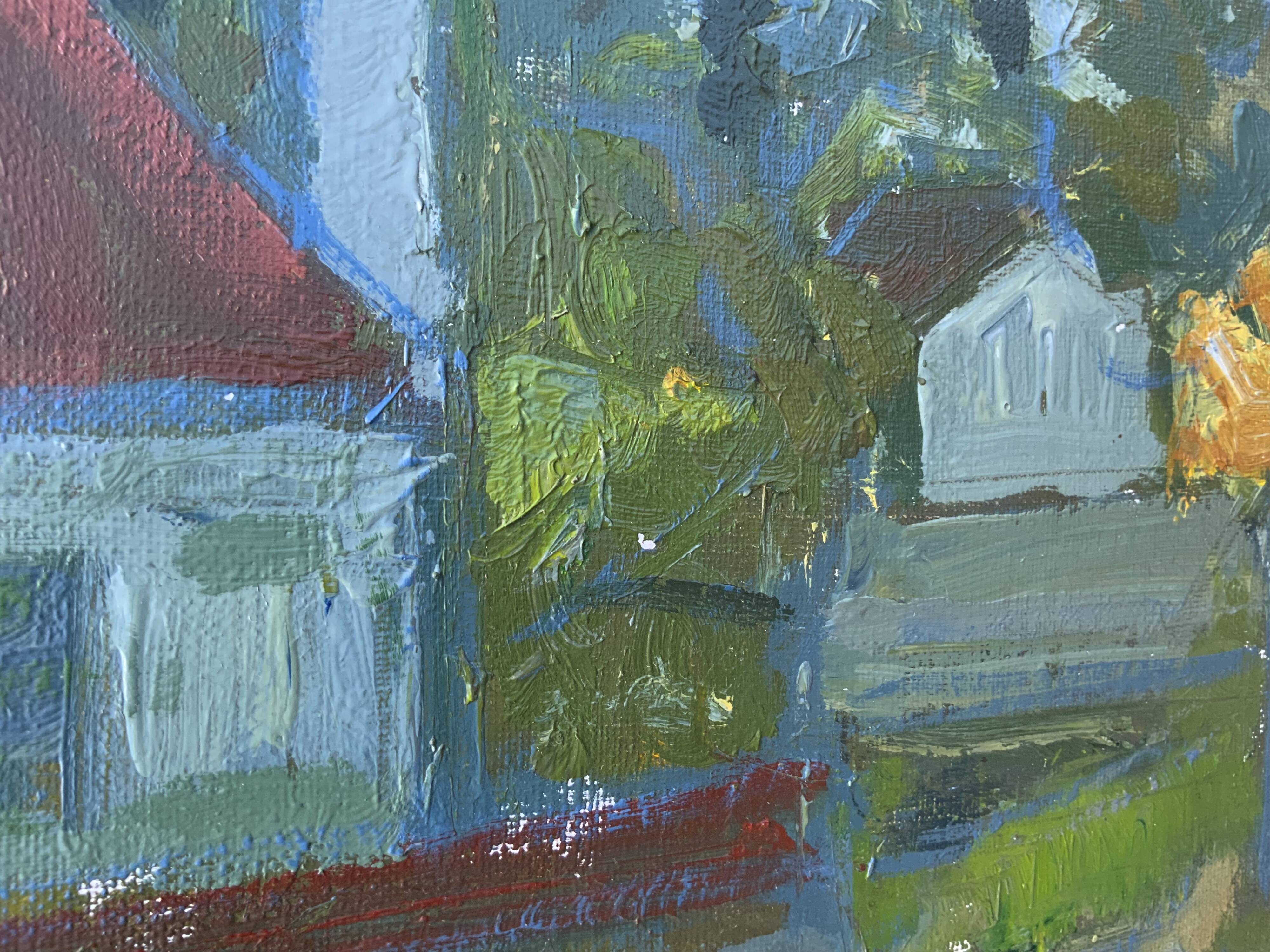 Vintage Landscape Painting“Paysage aux Robinson” By Svan Grandin 1906-1982