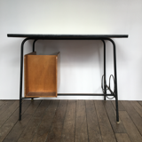 vintage desk in wood, metal and yellow formica