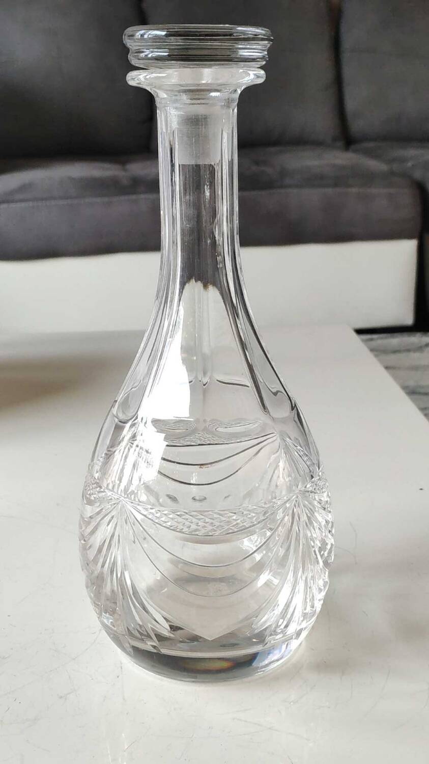 Lorraine crystal design carafe/gérard model. empire style decor. height 28 cm