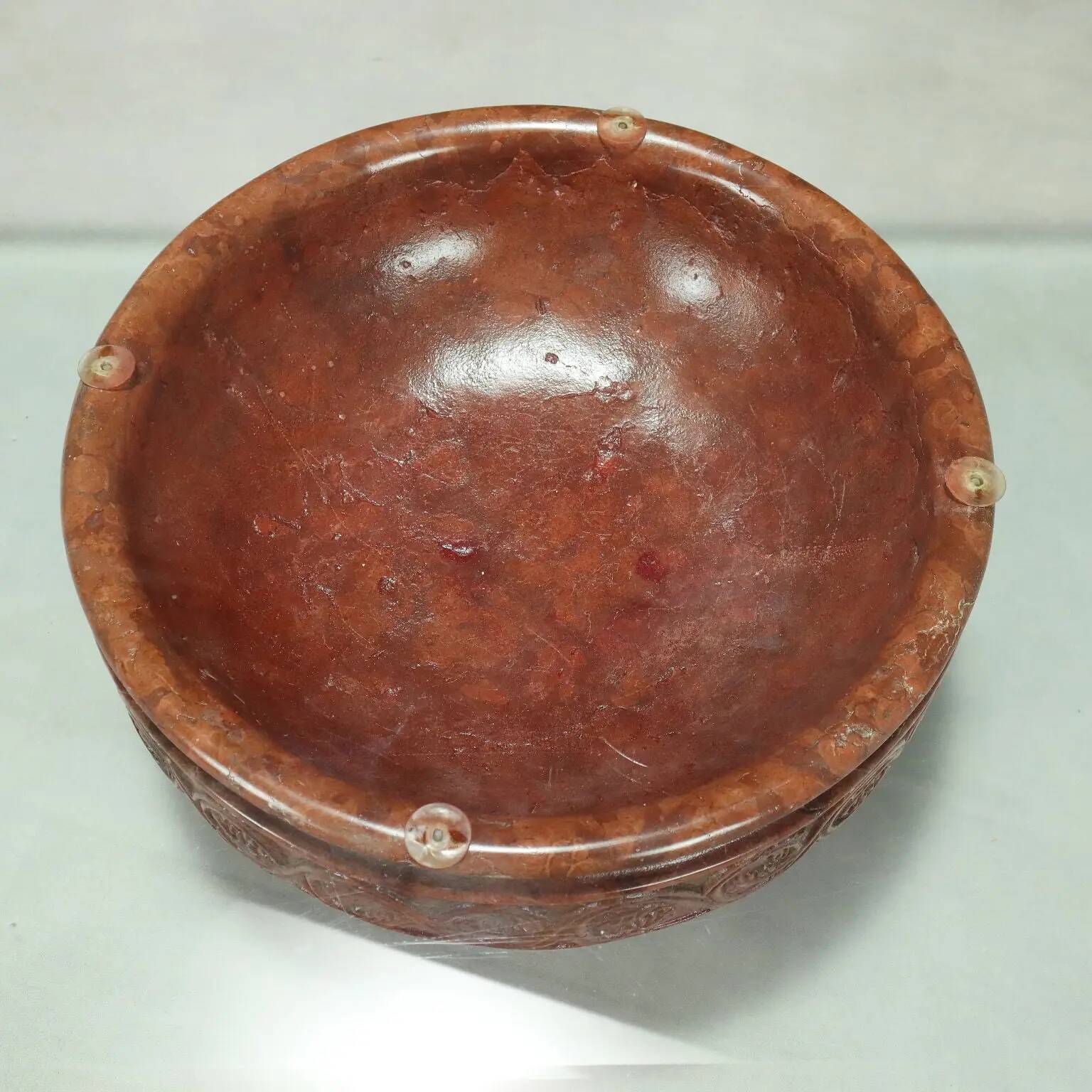 Vintage coffee table with a glass top and a terracotta base, 20th century.