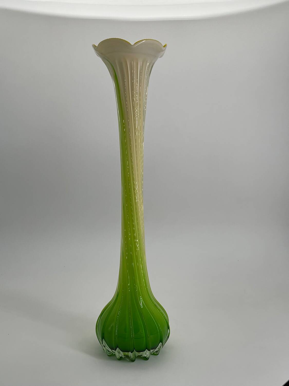 Large vintage Murano style blown glass corolla vase