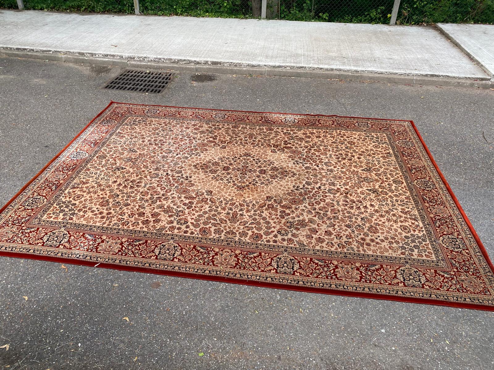 Large industrial Persian carpet in burgundy wool, carpet sample 250x350cm.