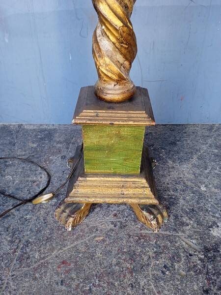 Polychrome gilded carved wood floor lamp ep 1940