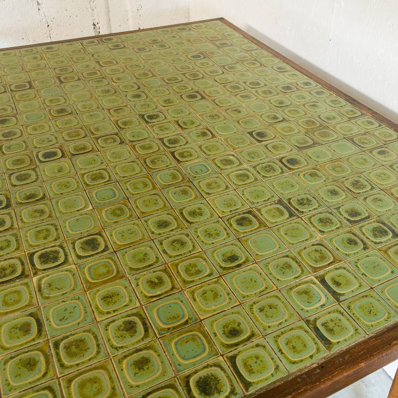 Wood and ceramic farm table