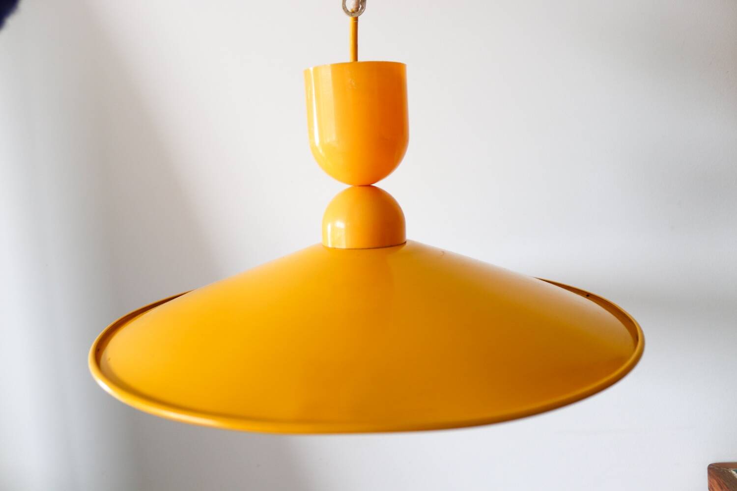 Vintage yellow metal pendant light – 70s