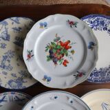 6 assiettes plates dépareillées vintages