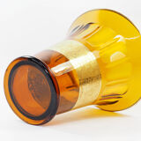 Art Deco Moser Karlsbad Large Amber Glass Vase with Oroplastic Frieze