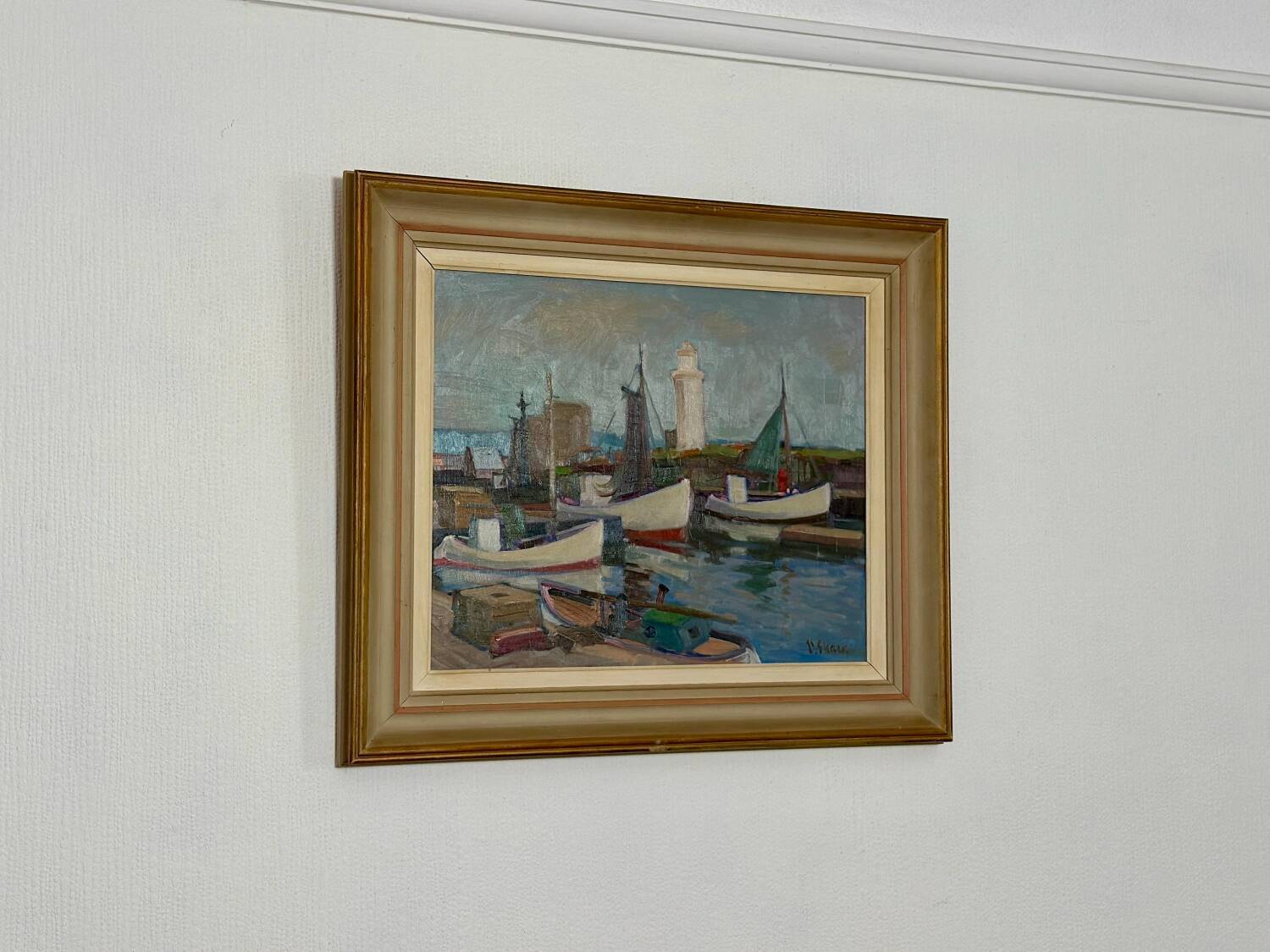 Huile su panneau suédois – « Bateaux » par Eskil Skans