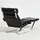 Fauteuil en cuir avec pouf de Reinhold Adolf pour Cor mk9220