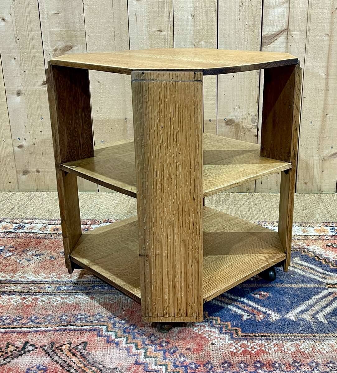 Guéridon art déco en chêne des années 1930