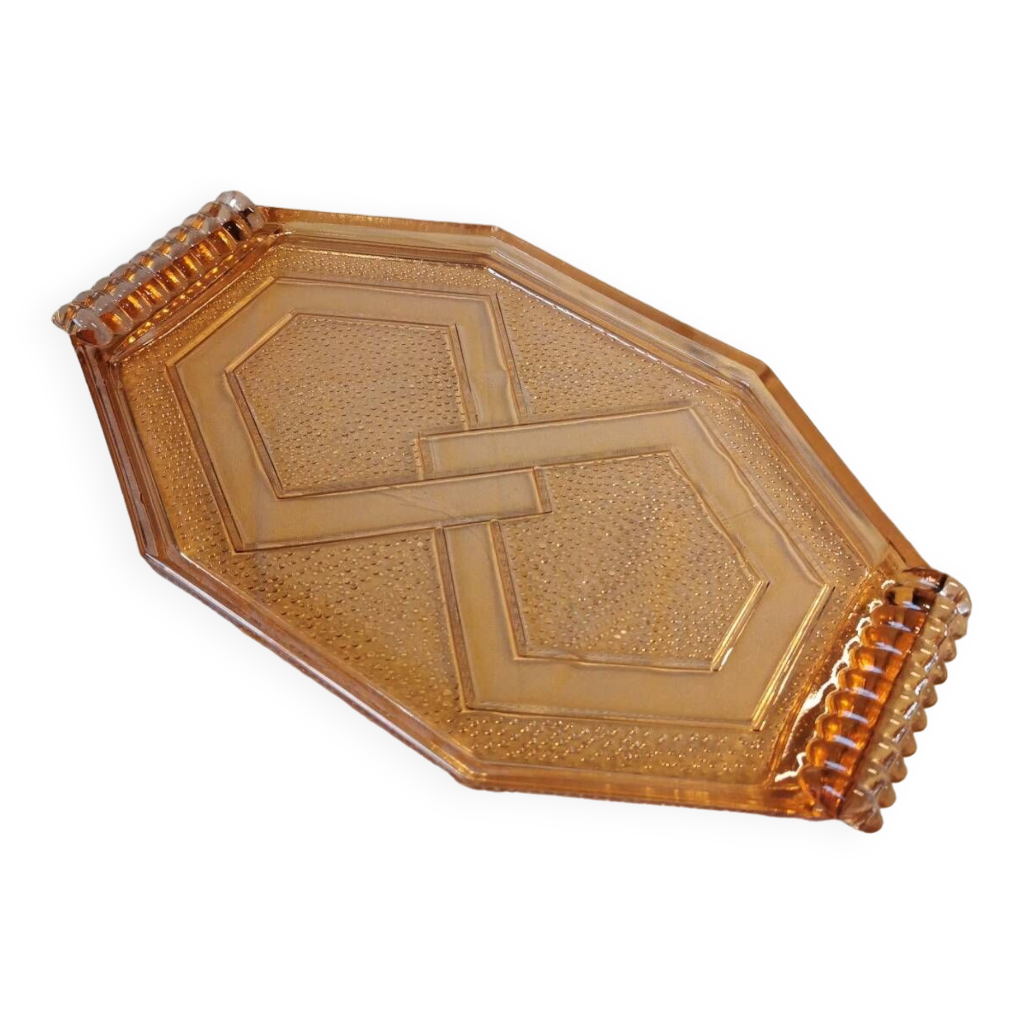 Pink molded glass dish