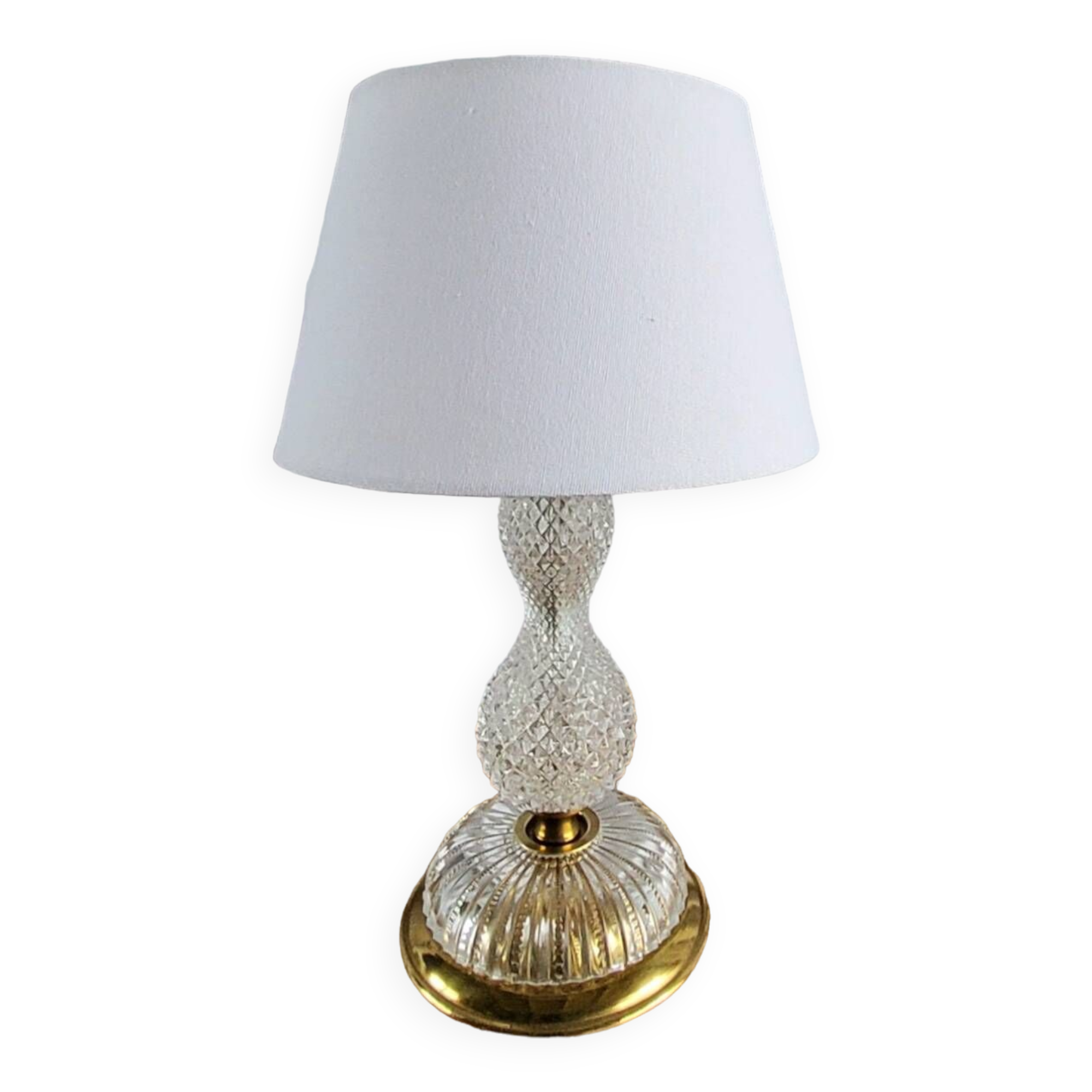 Crystal and brass lamp