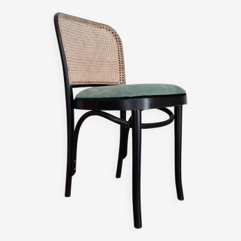 Black bentwood, cane and velvet bistro chairs