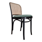 Chaises bistrot bois courbé noir, cannage et velours