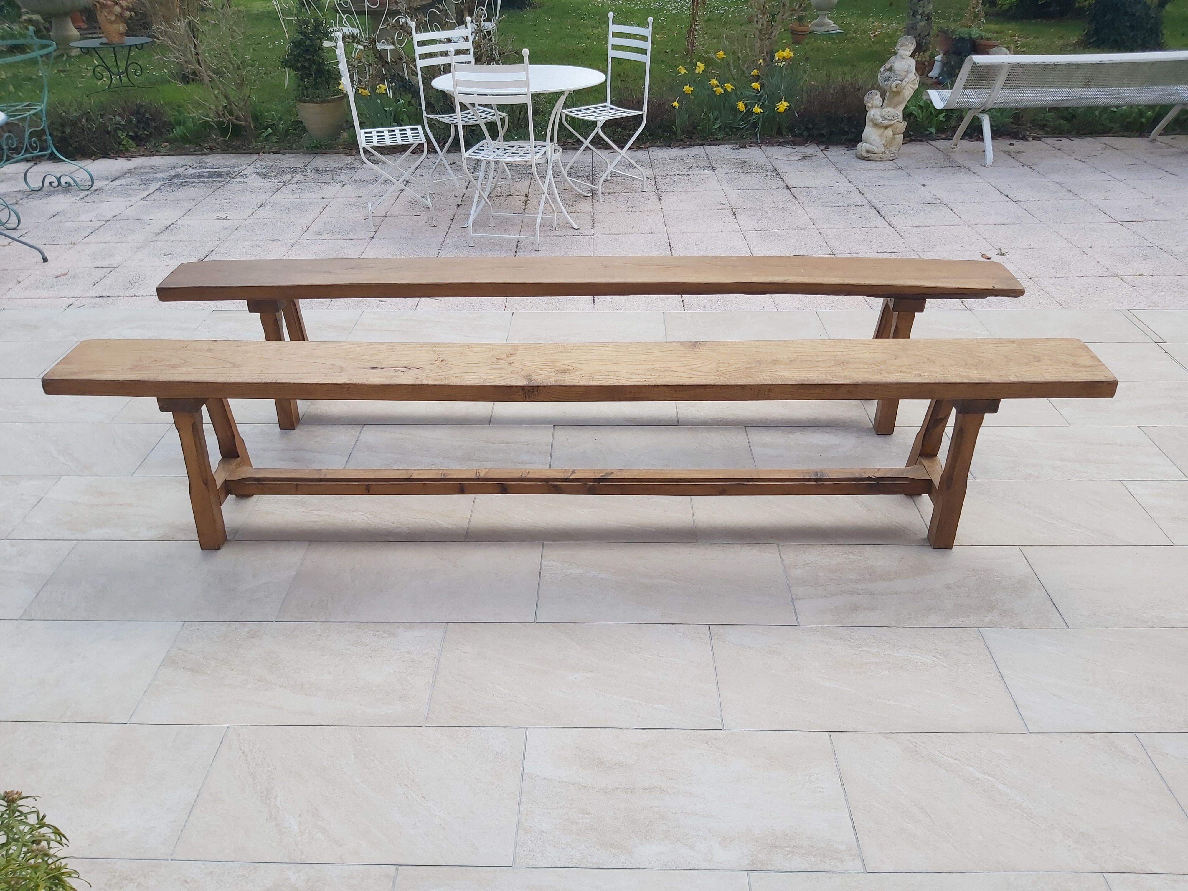 Paire de bancs de ferme 2m50