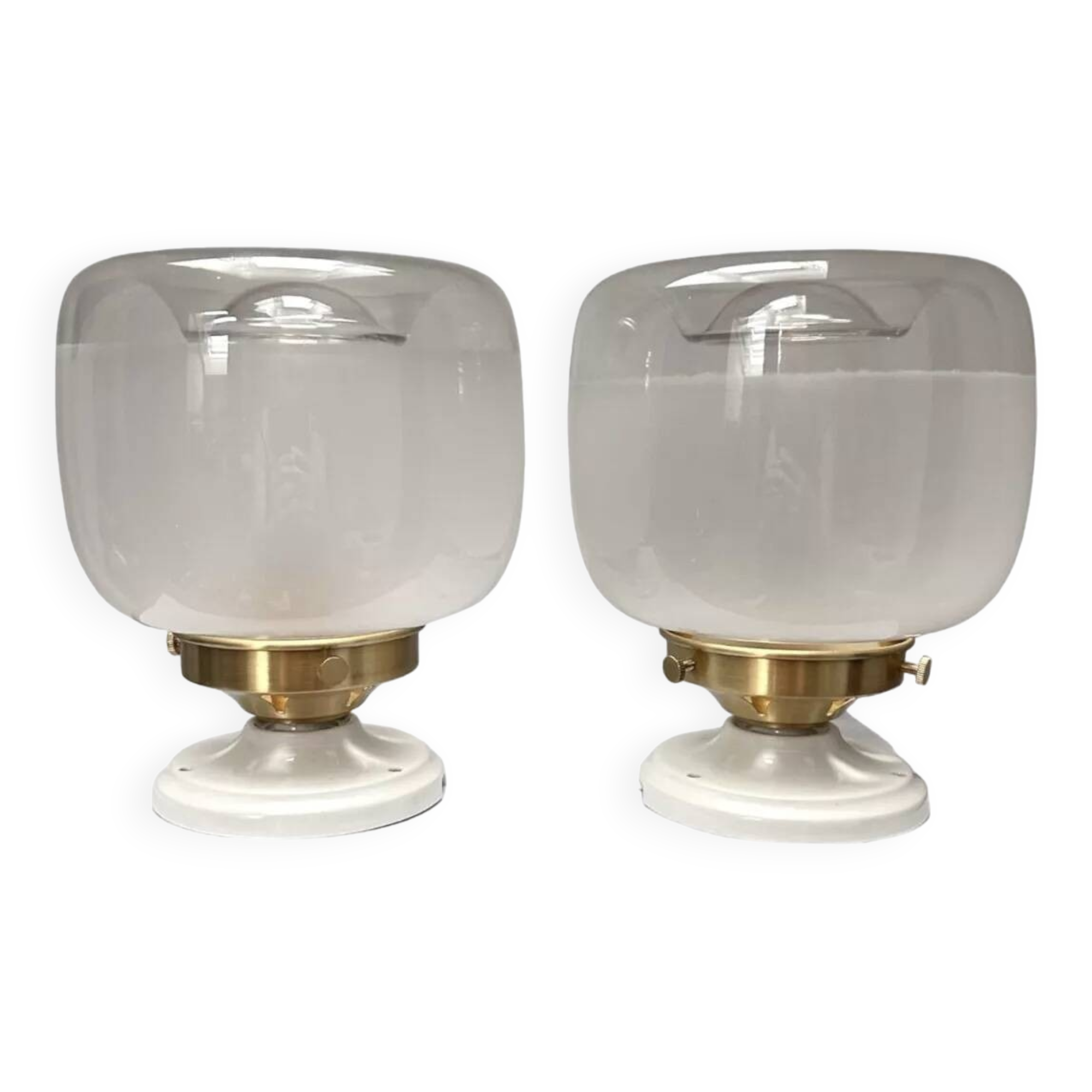 Pair of two-tone globe wall lights