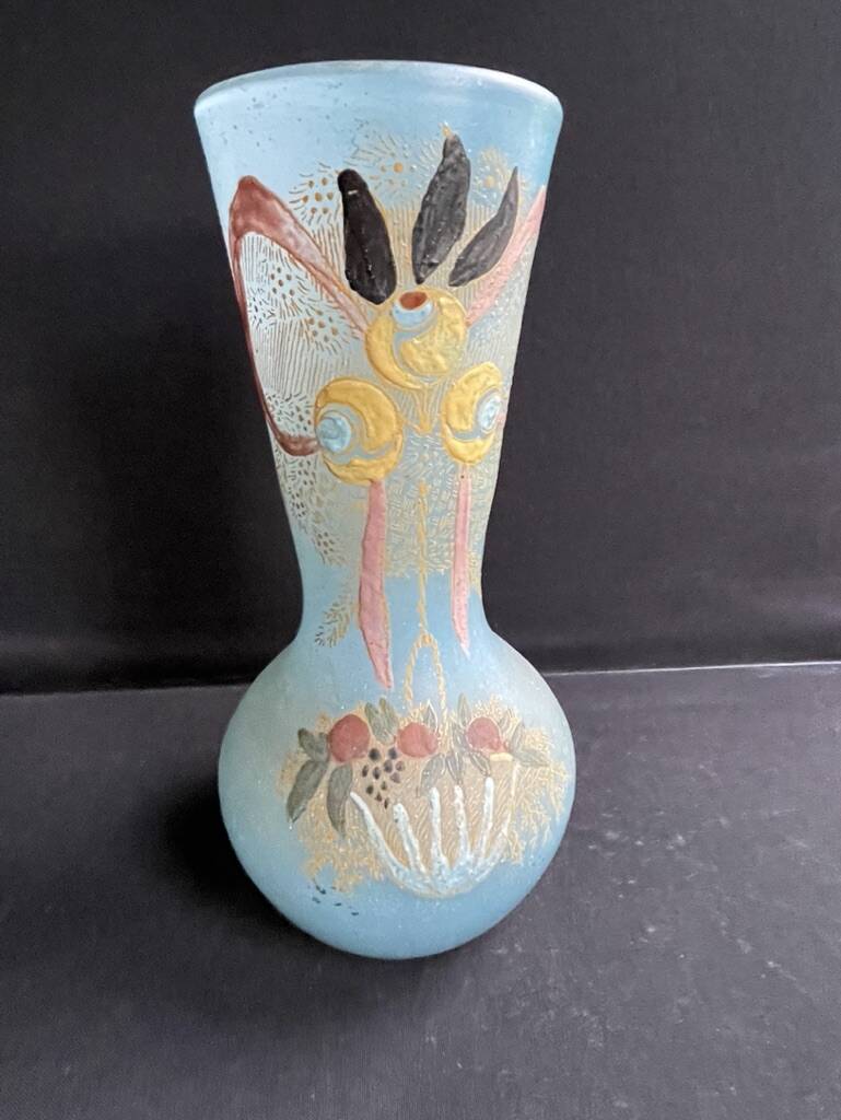 Enamelled blue vase - Enameled Art Nouveau