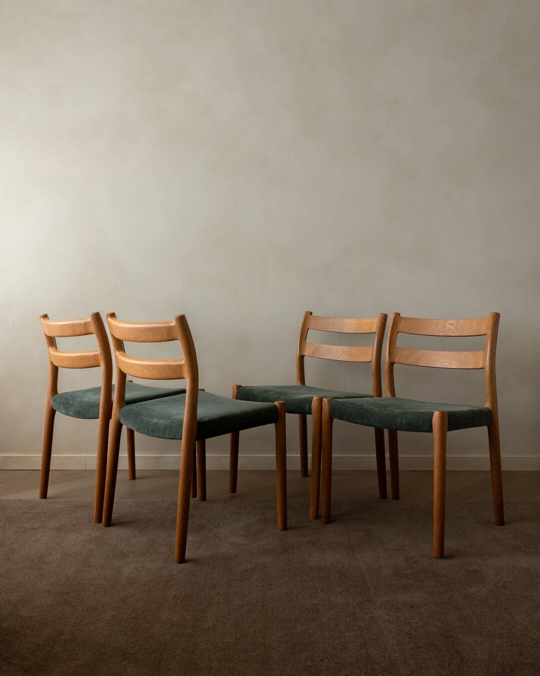 Vintage Danish Dining Chairs Model 84 Oak Niels O. Møller, 1960s, Set of 4