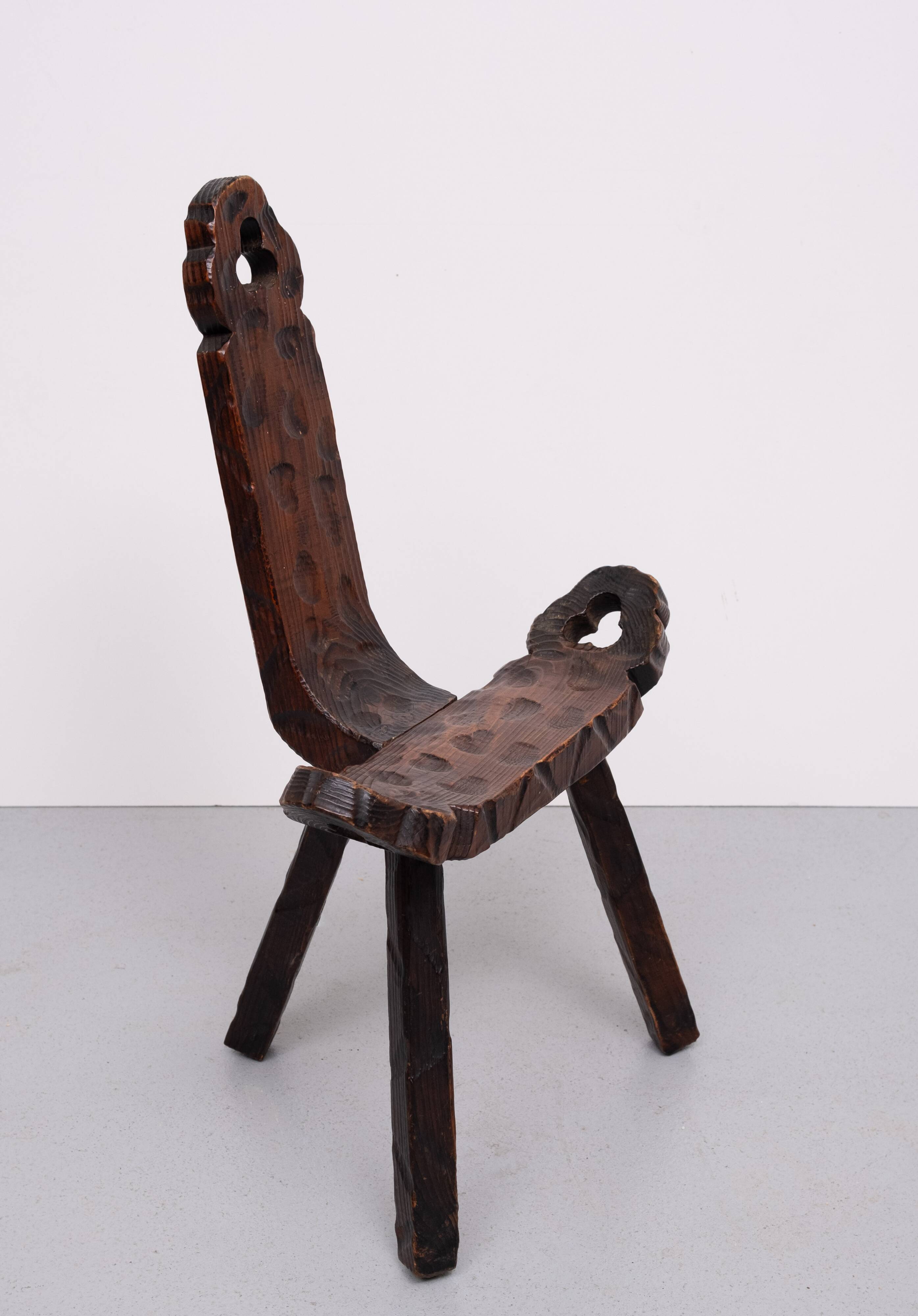 Brutalist tripod Spanish stool 1950s