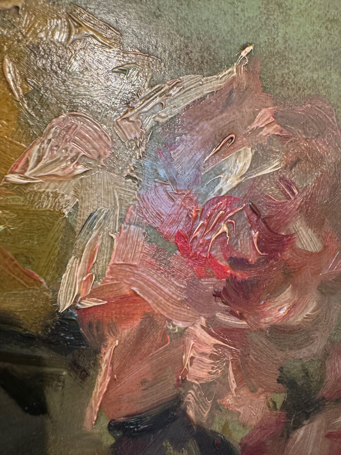 Antique painting, Still life with roses, signed Chaleyé