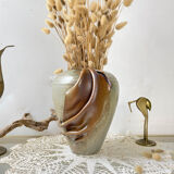Vintage stoneware vase with draped effect glaze