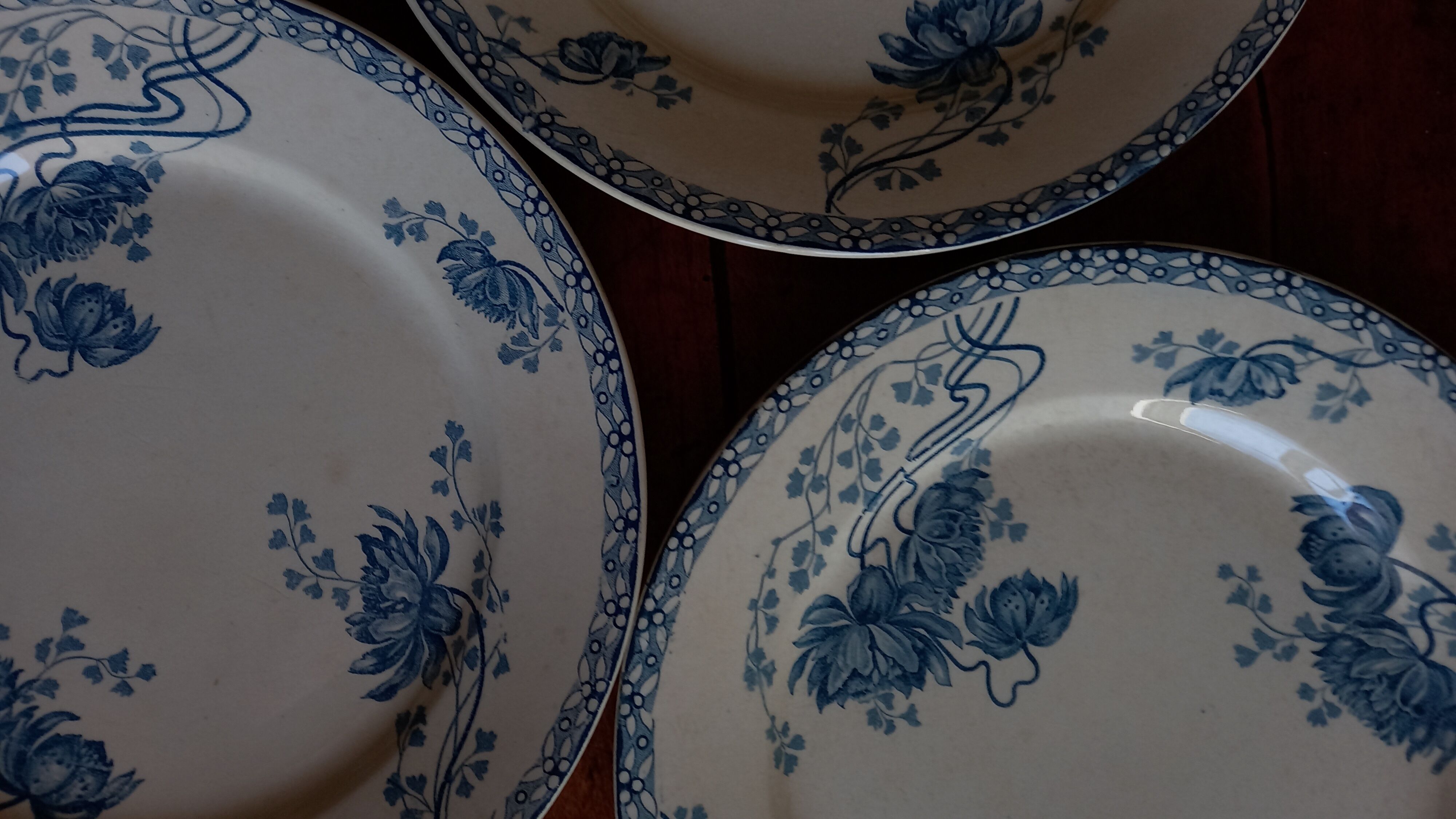 6 flat plates Sarreguemines Utzschneider & Cie model Royat