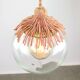 Art Deco Italian Pink Fabric and Brass Globe Pendant Lamp