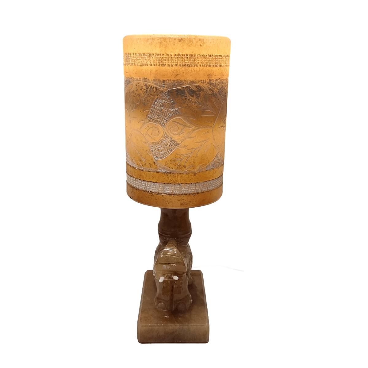 Vintage alabaster table lamp with elephant 1960s