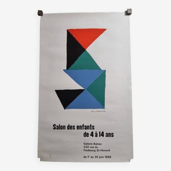 Affiche d'exposition Sonia Delaunay 1966, Composition abstraite, Galerie Balzac, lithographie