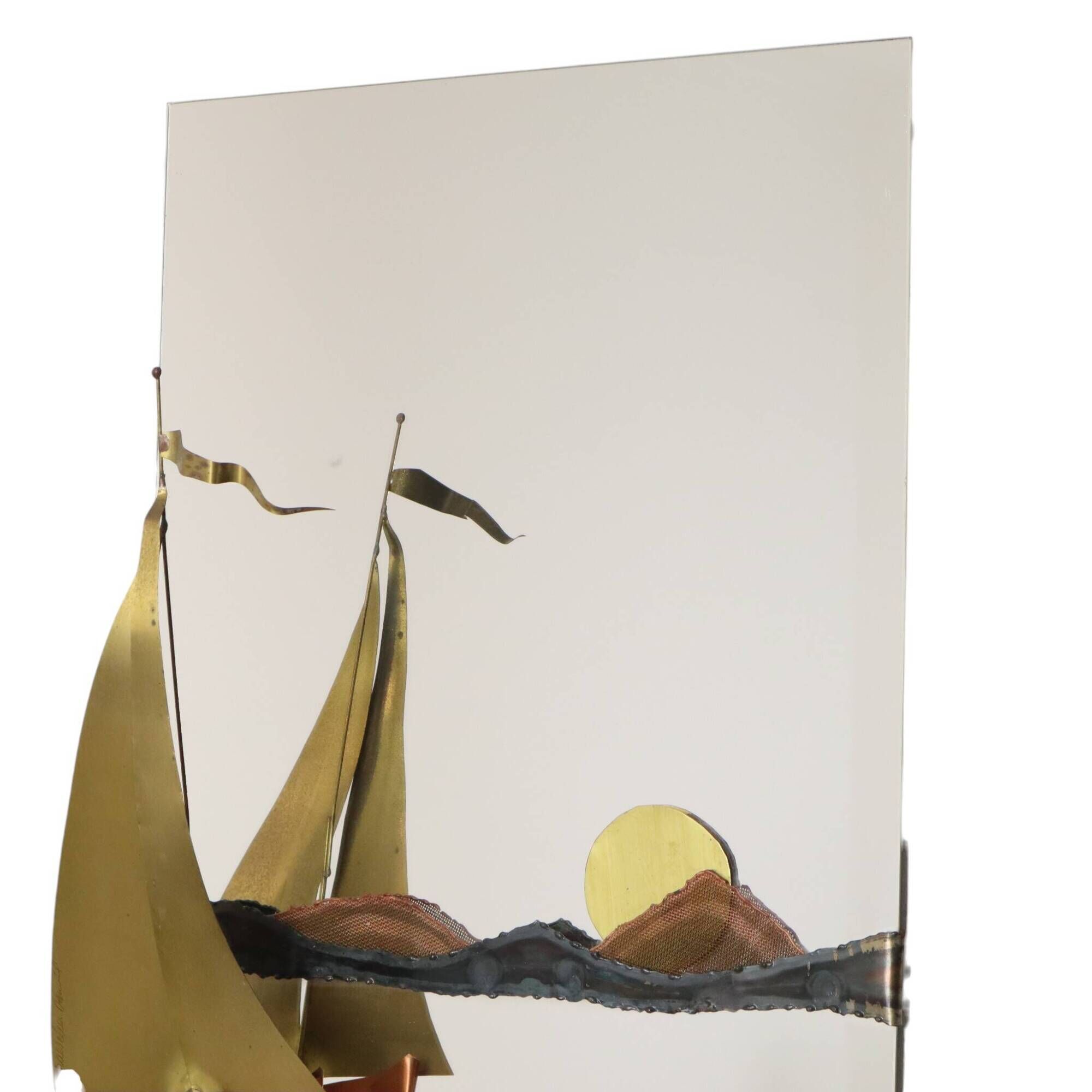 Copper and Brass Boat-Design Mirror by Daniel D’Haeseleer, 1970s