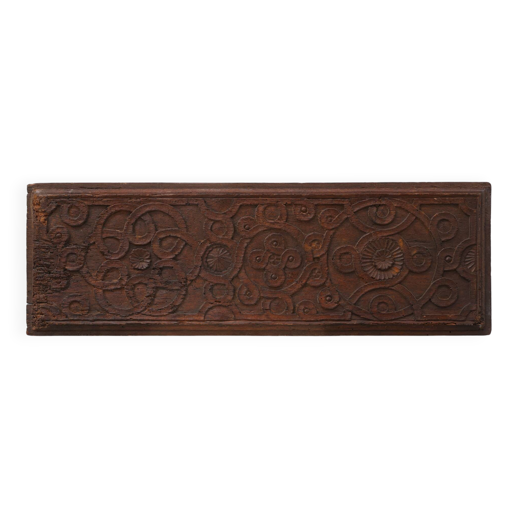 Large French Gothic Oak Panel with Interlaced Geometric Carving, 16th Centu